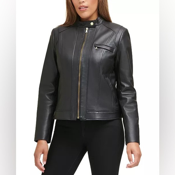Cole Haan Jackets & Blazers - NWT Gorgeous Cole Haan Women’s Black Moto Leather Jacket. Size XXL (16-18).